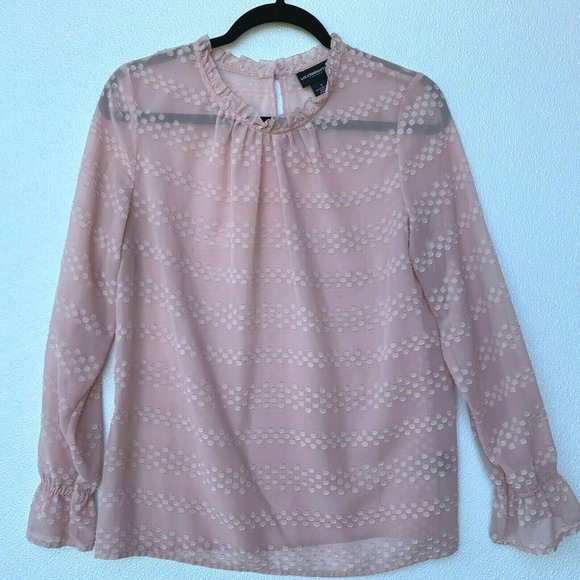 Liz Claiborne Women Blouse  Rose Pink Sheer Long s - Picture 1 of 6